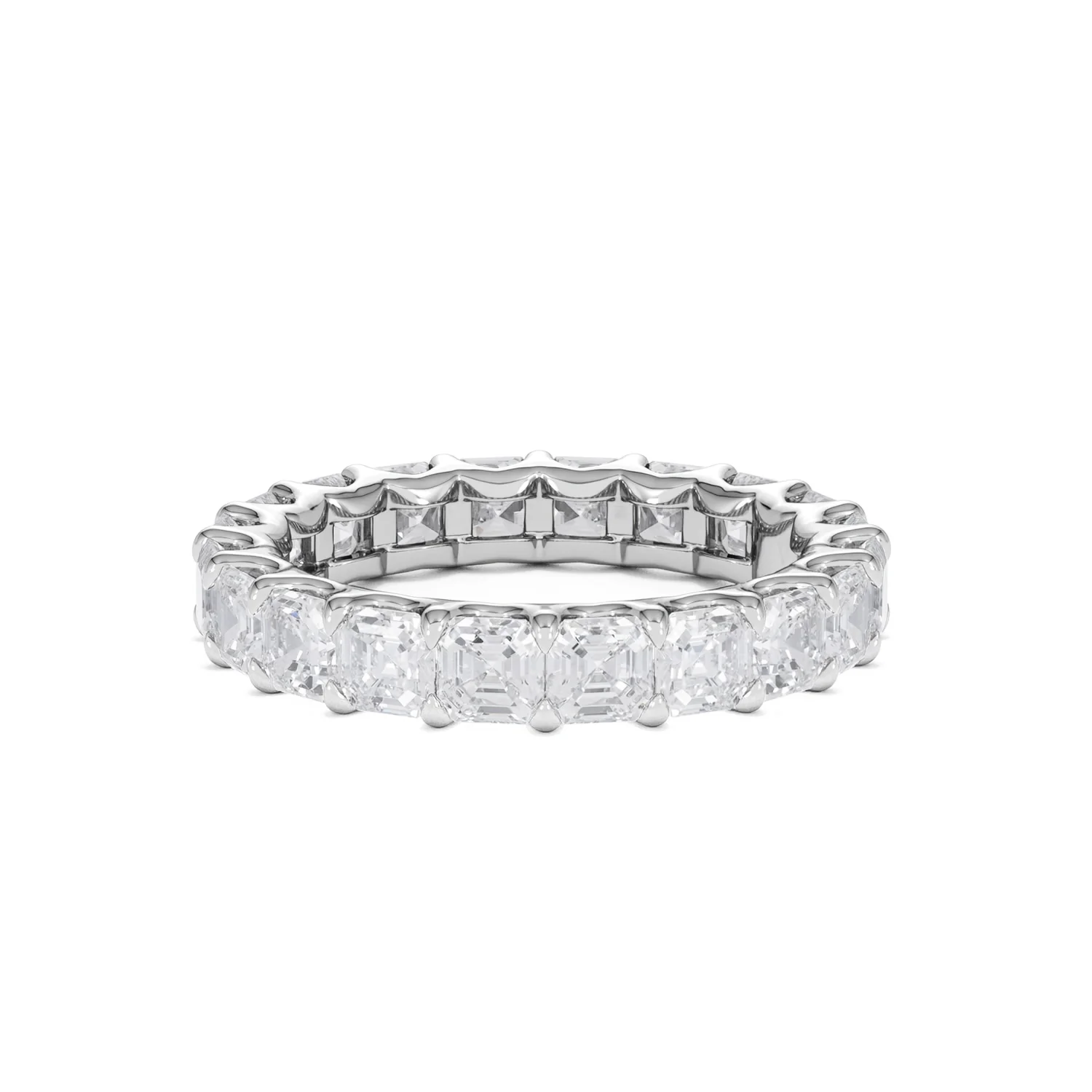 Elisa Diamond Eternity Ring Asscher Cut 4.32ct VVs Platinum Size O-W - Image 34