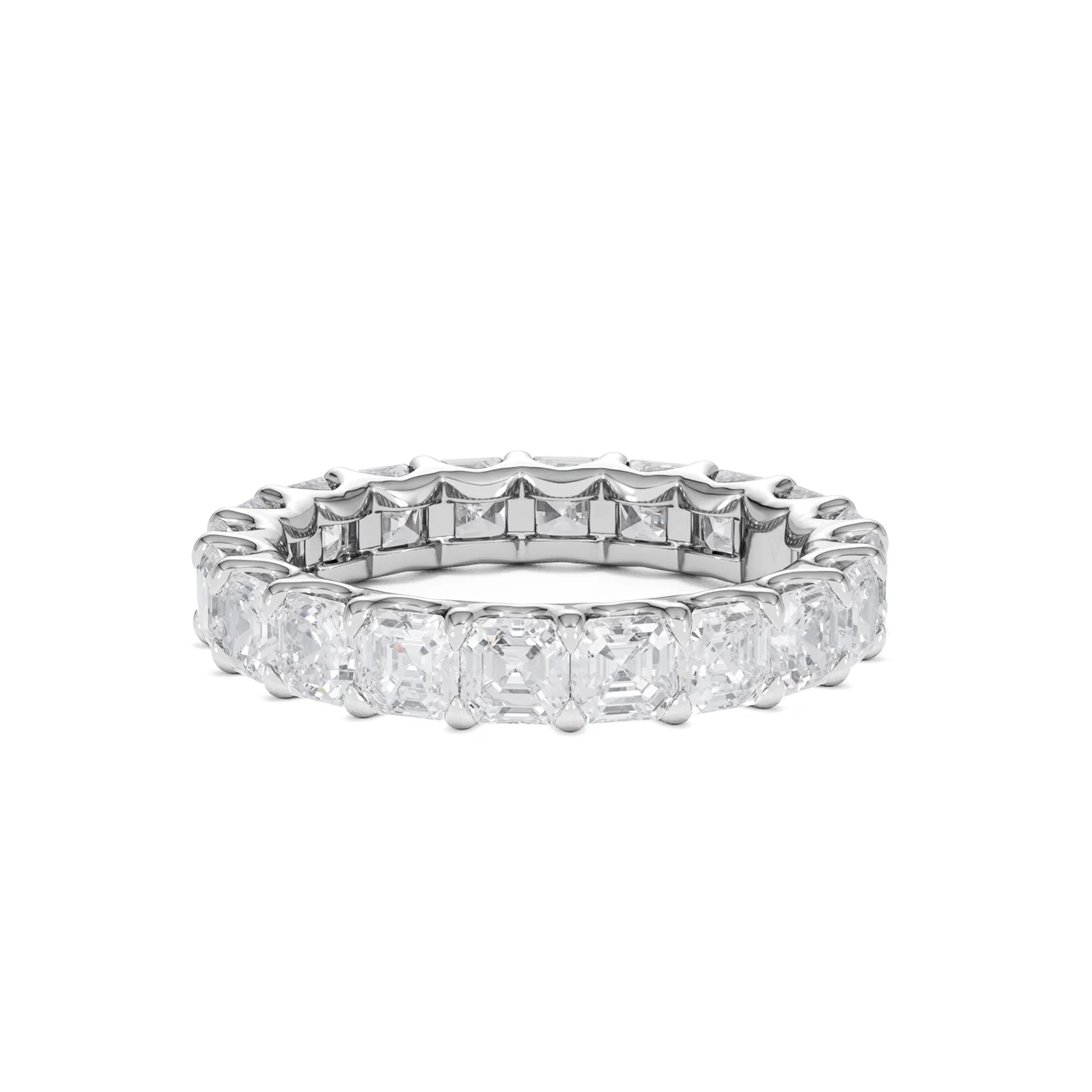 Elisa Diamond Eternity Ring Asscher Cut 4.32ct VVs Platinum Size O-W - Image 35