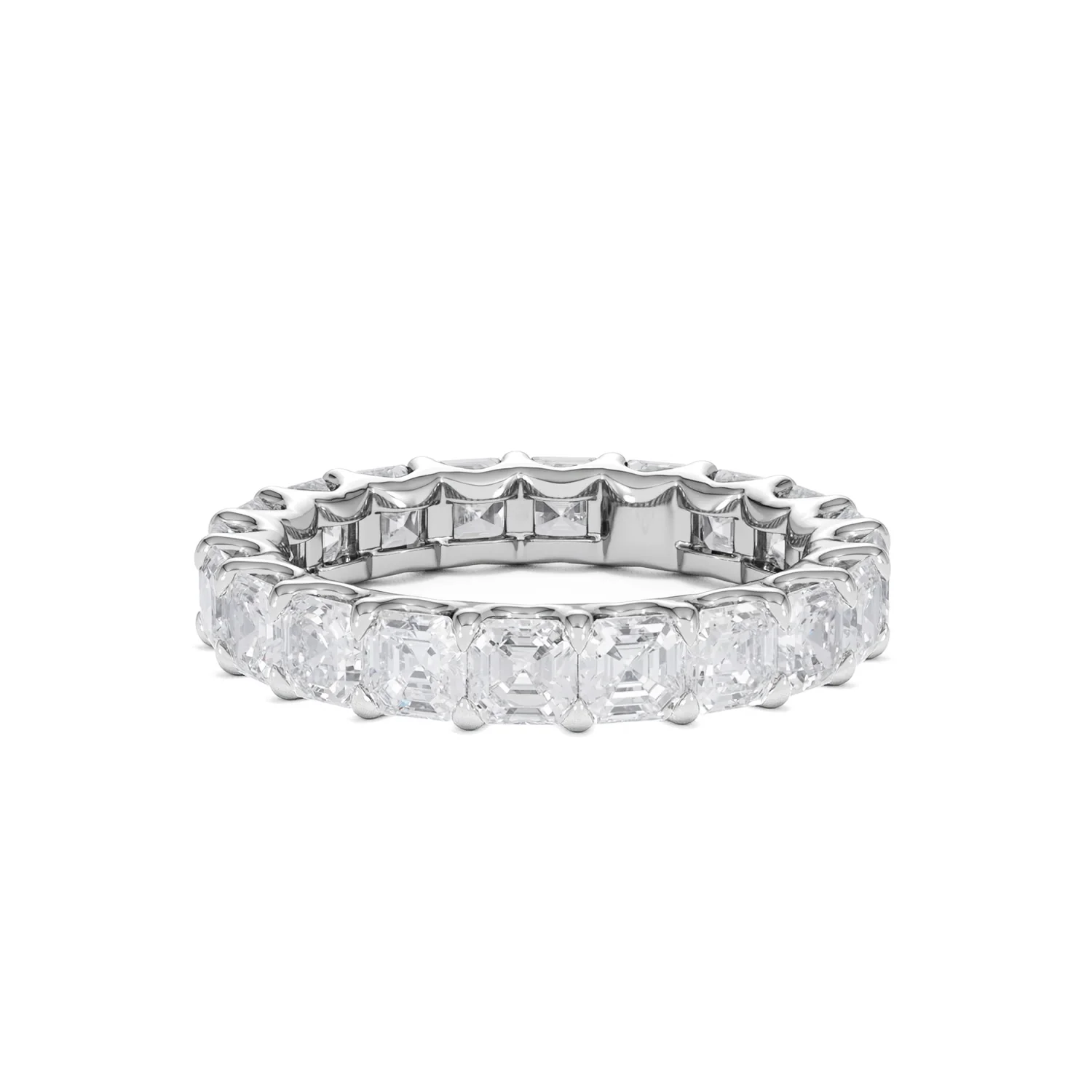 Elisa Diamond Eternity Ring Asscher Cut 4.32ct VVs Platinum Size O-W - Image 43