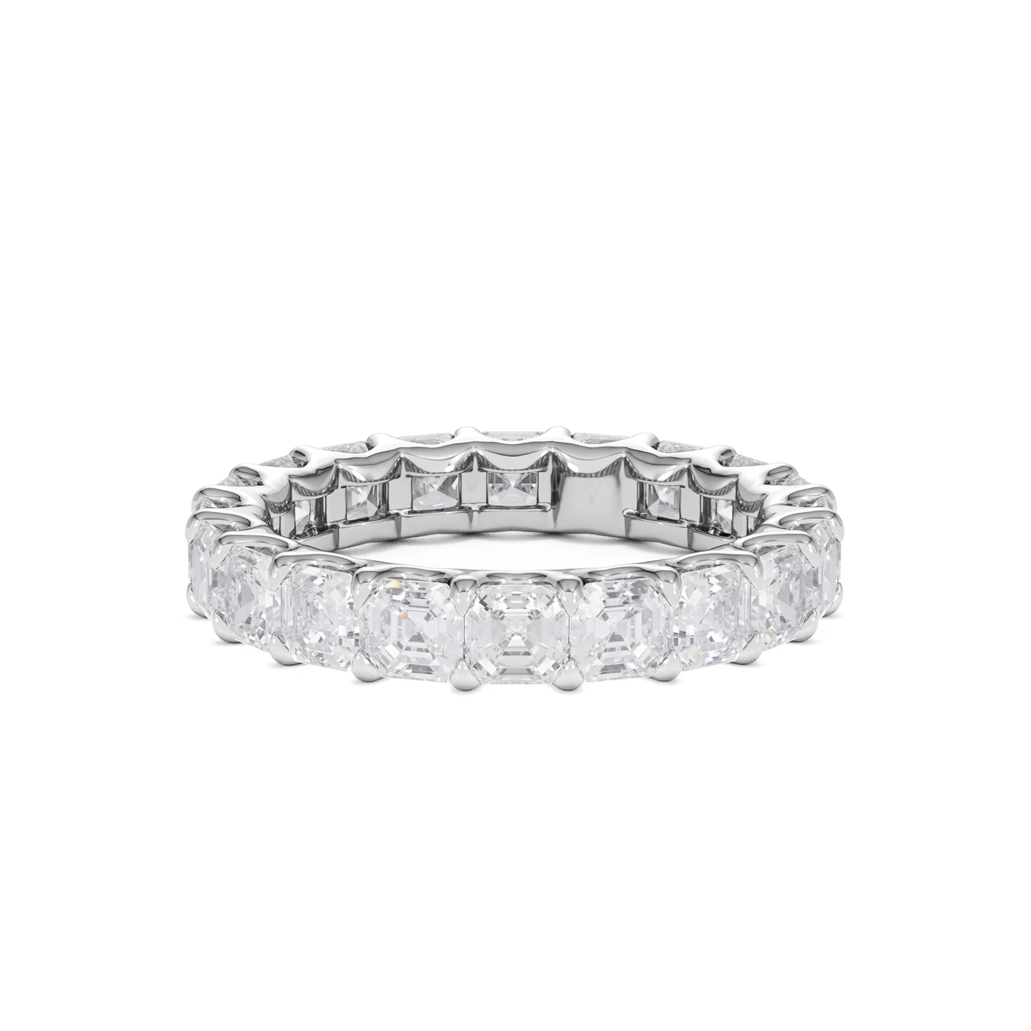Elisa Diamond Eternity Ring Asscher Cut 4.32ct VVs Platinum Size O-W - Image 44