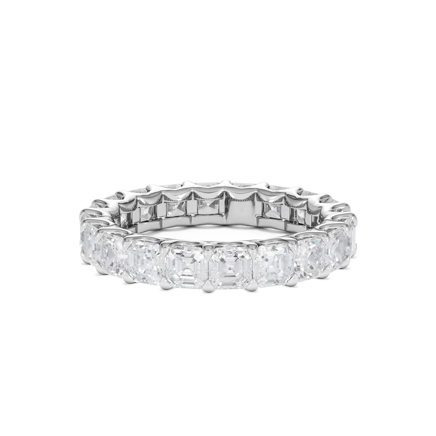 Elisa Diamond Eternity Ring Asscher Cut 4.32ct VVs Platinum Size O-W - Image 45