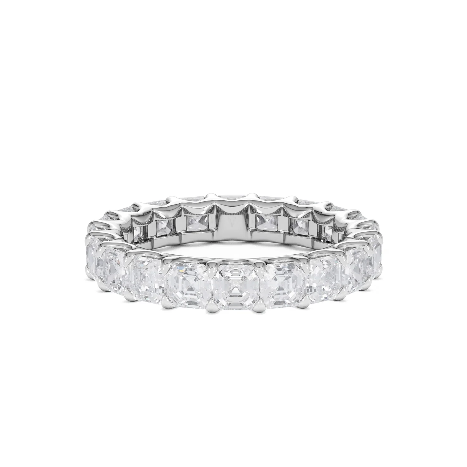 Elisa Diamond Eternity Ring Asscher Cut 4.32ct VVs Platinum Size O-W - Image 48