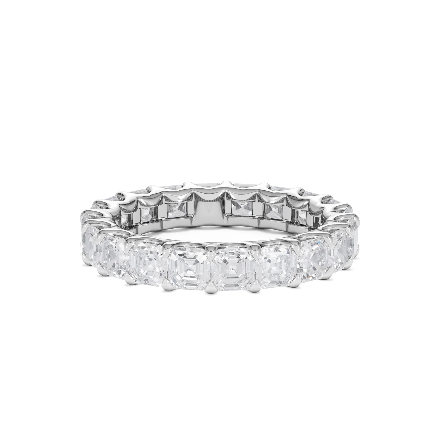 Elisa Diamond Eternity Ring Asscher Cut 4.32ct VVs Platinum Size O-W - Image 49