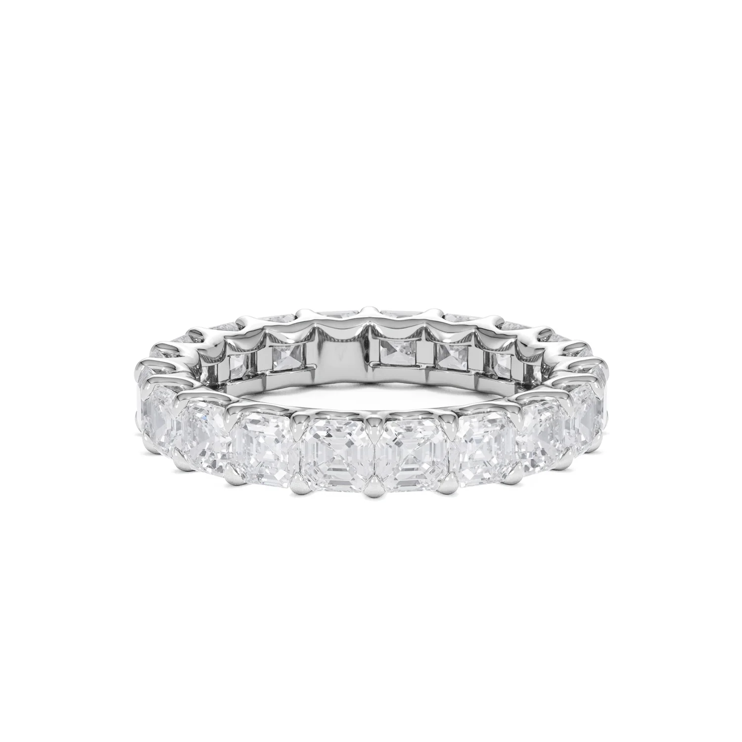 Elisa Diamond Eternity Ring Asscher Cut 4.32ct VVs Platinum Size O-W - Image 50
