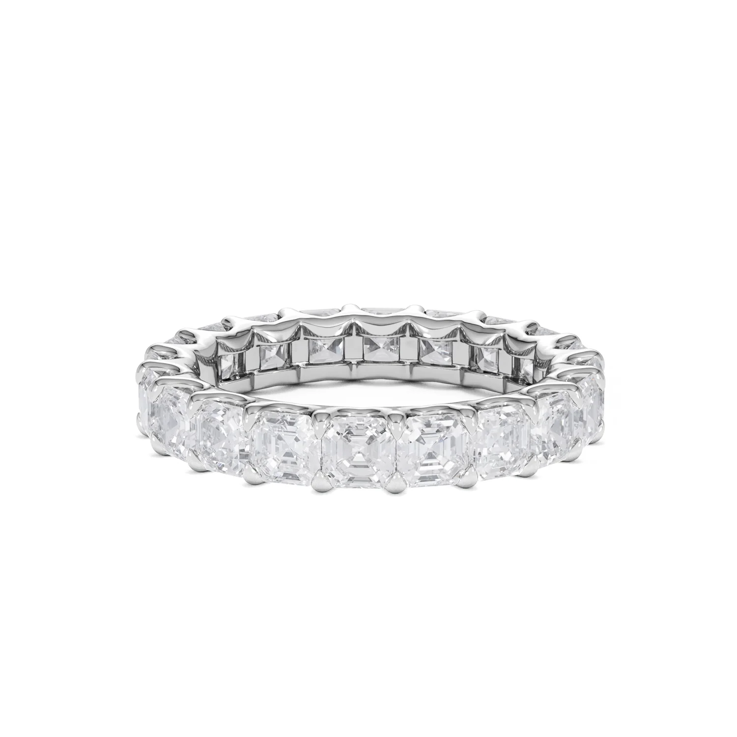 Elisa Diamond Eternity Ring Asscher Cut 4.32ct VVs Platinum Size O-W - Image 63