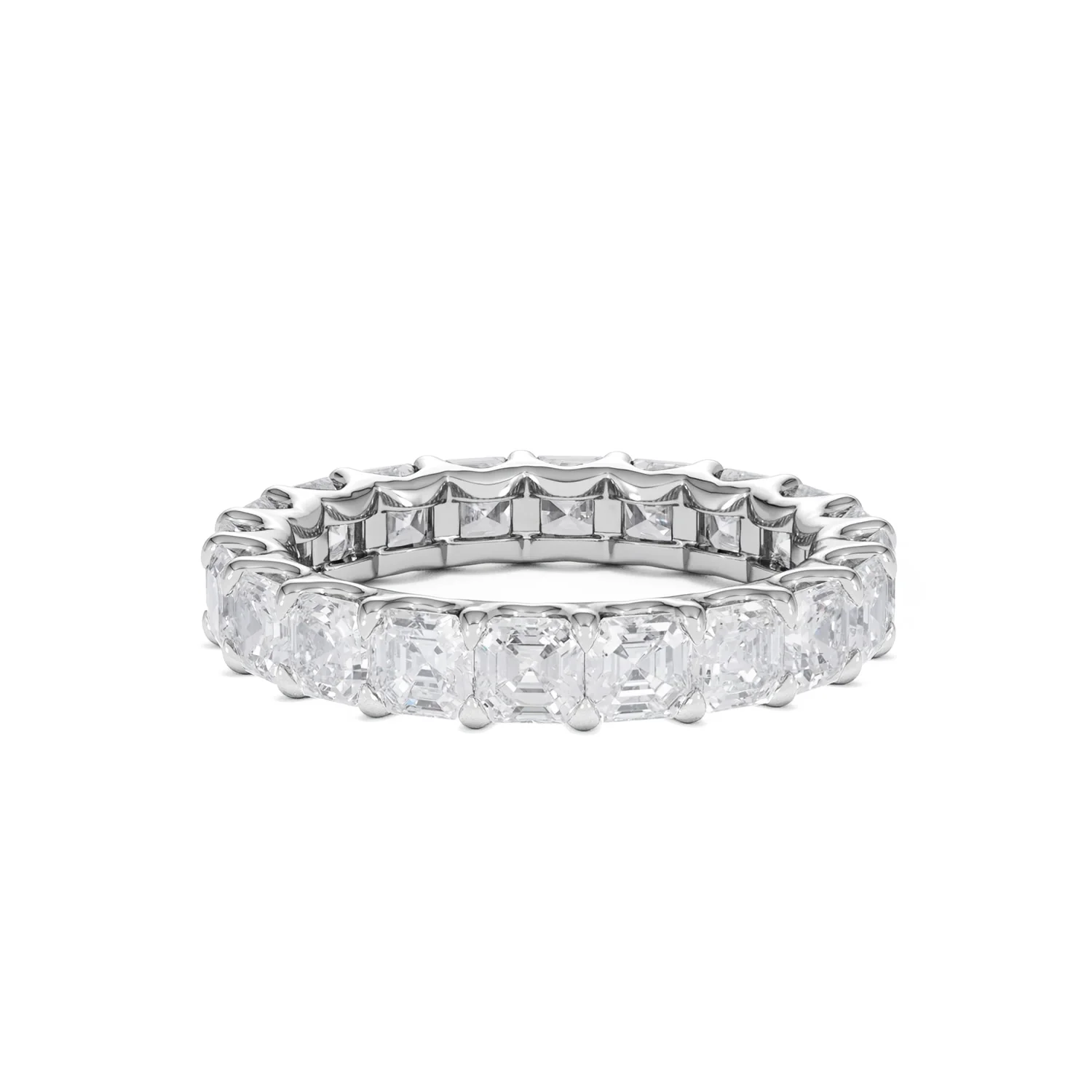 Elisa Diamond Eternity Ring Asscher Cut 4.32ct VVs Platinum Size O-W - Image 67