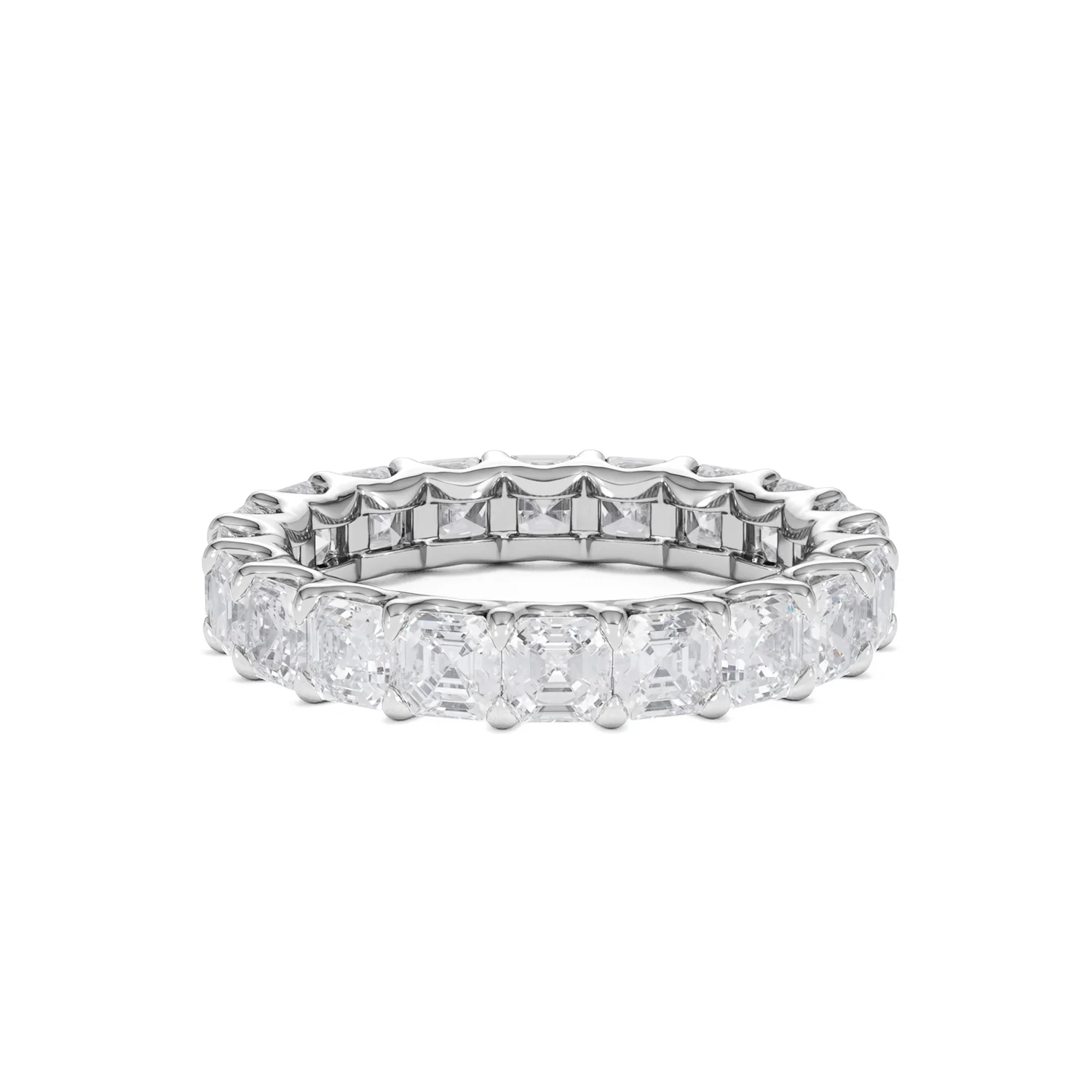 Elisa Diamond Eternity Ring Asscher Cut 4.32ct VVs Platinum Size O-W - Image 76