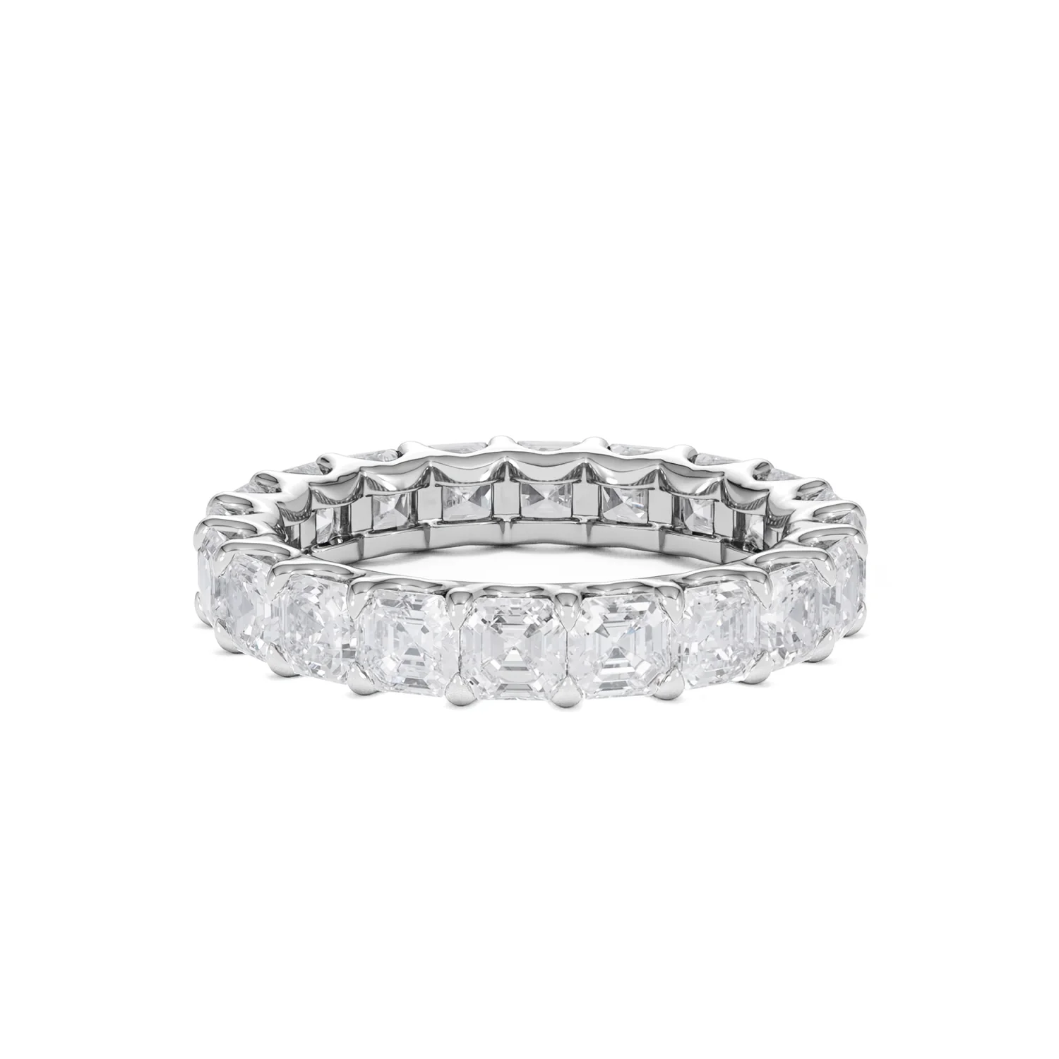 Elisa Diamond Eternity Ring Asscher Cut 4.32ct VVs Platinum Size O-W - Image 79