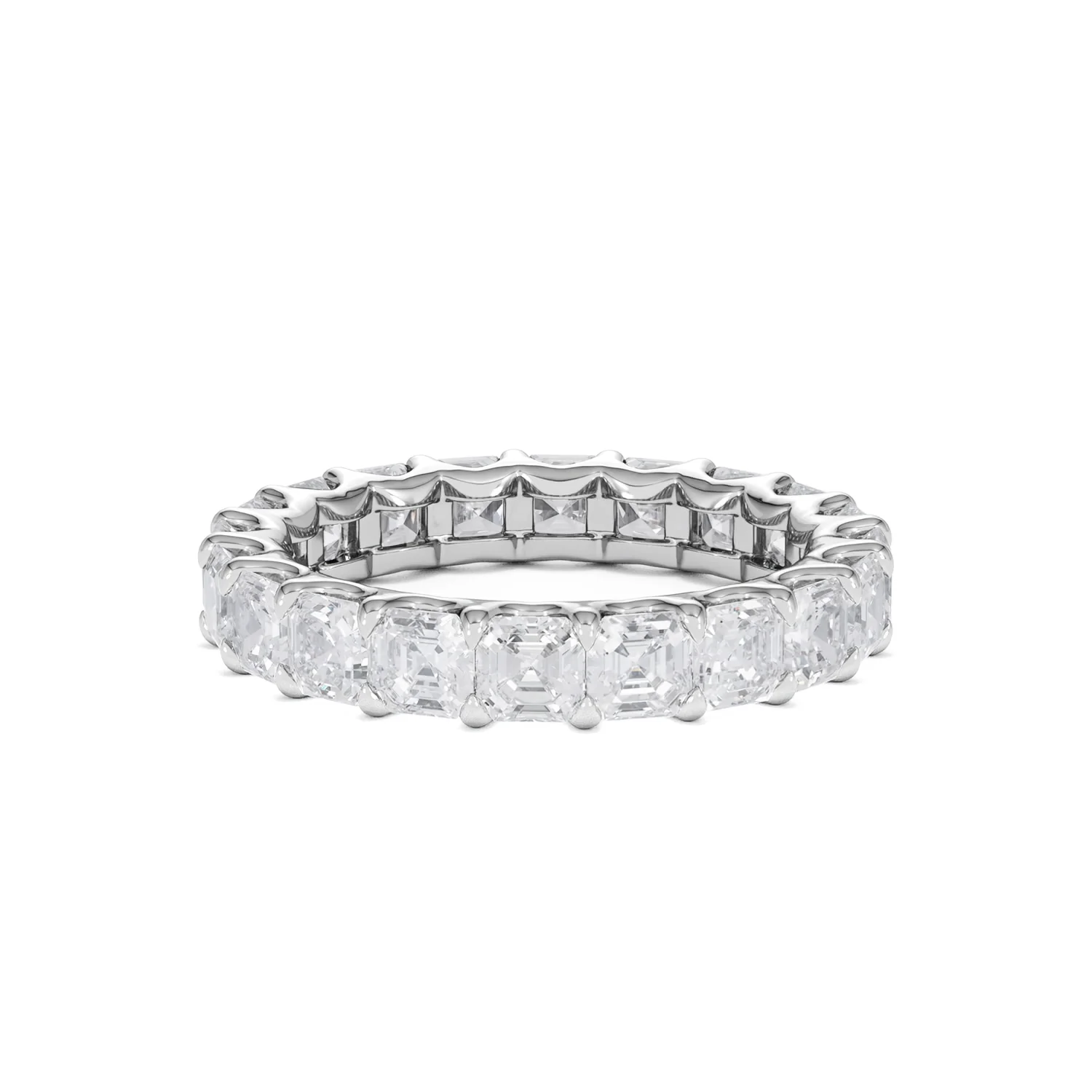 Elisa Diamond Eternity Ring Asscher Cut 4.32ct VVs Platinum Size O-W - Image 83