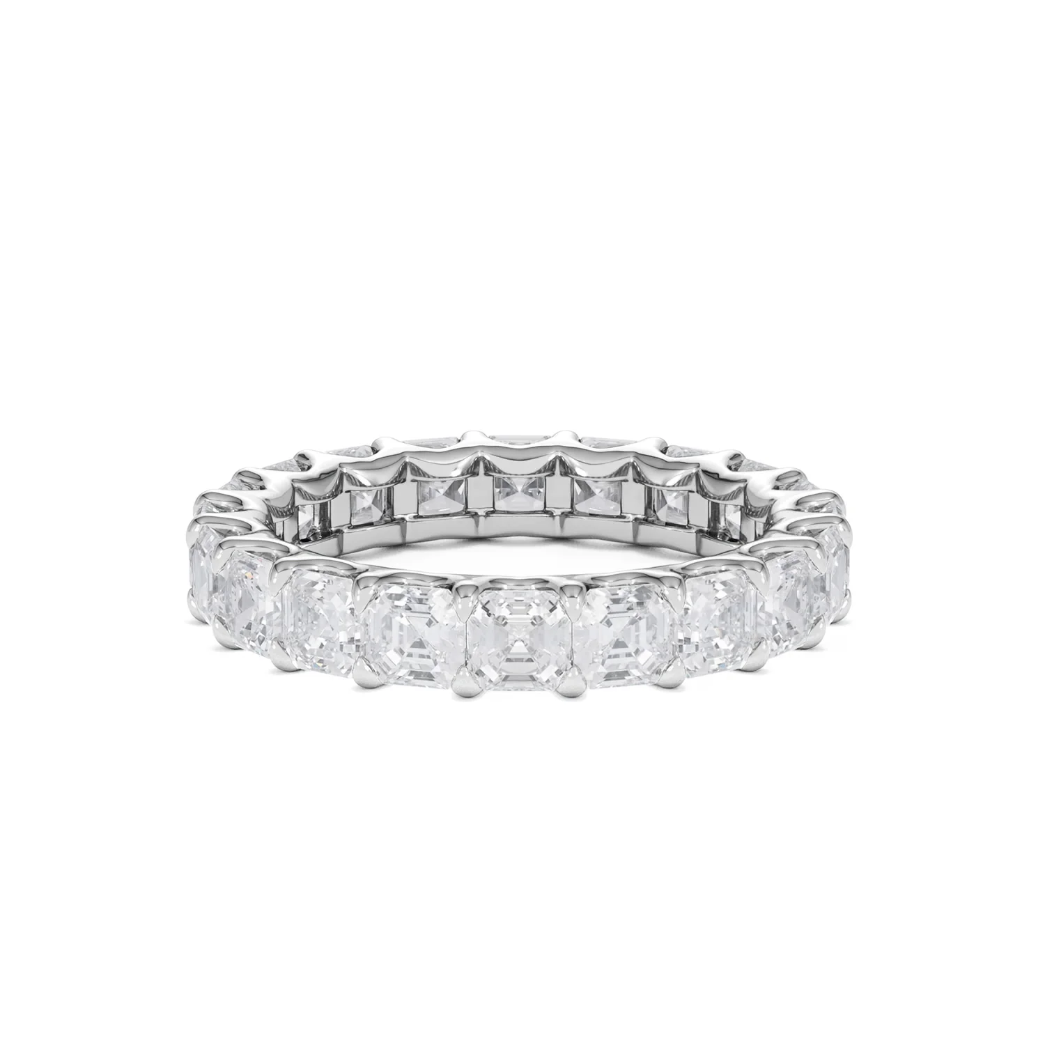 Elisa Diamond Eternity Ring Asscher Cut 4ct VVs Platinum Size J-N - Image 16