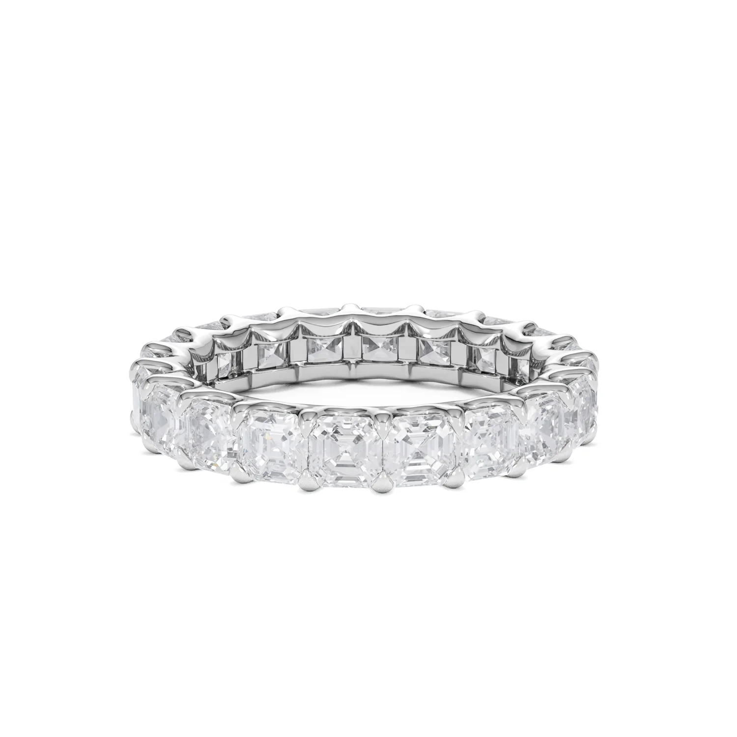 Elisa Diamond Eternity Ring Asscher Cut 4ct VVs Platinum Size J-N - Image 23