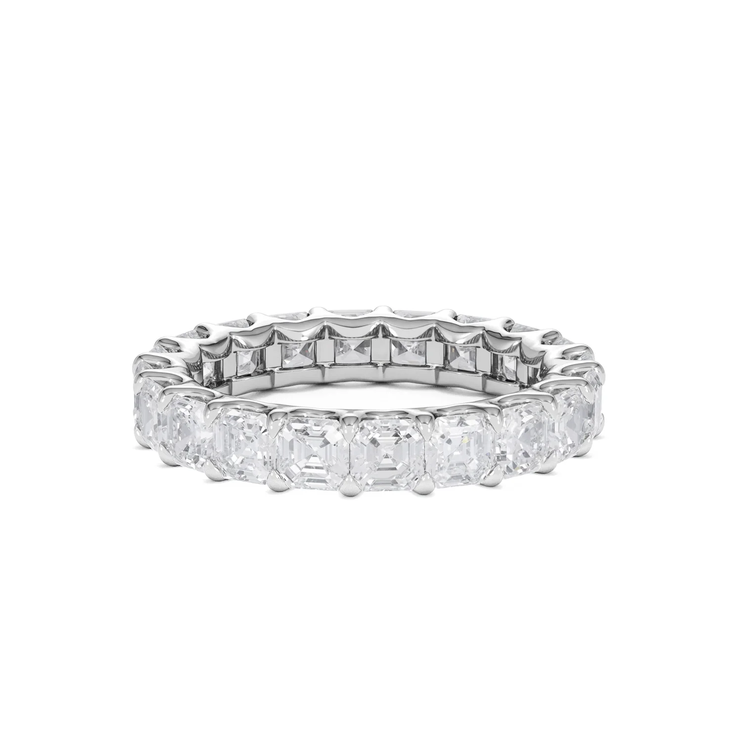 Elisa Diamond Eternity Ring Asscher Cut 4ct VVs Platinum Size J-N - Image 25