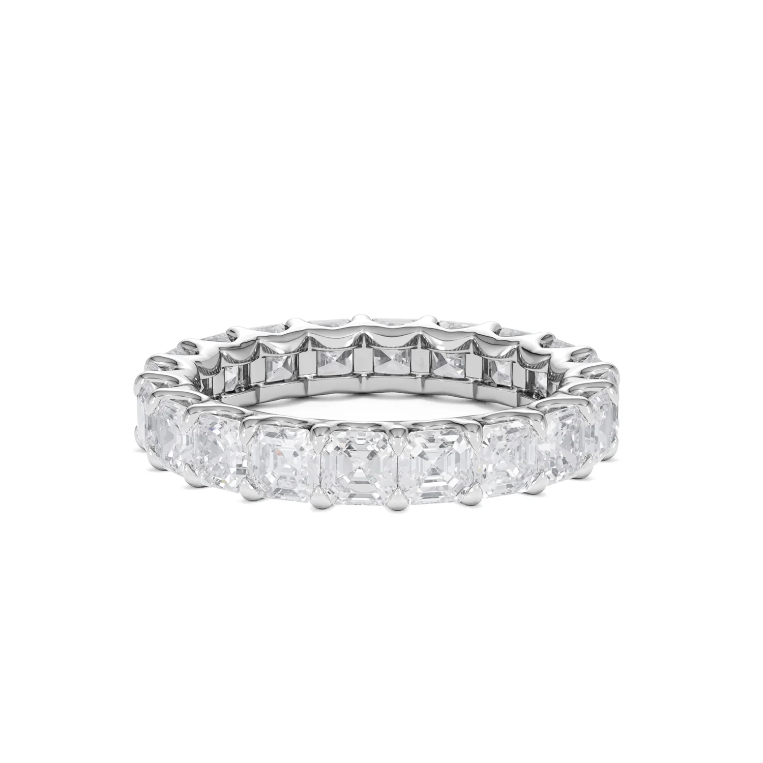 Elisa Diamond Eternity Ring Asscher Cut 4ct VVs Platinum Size J-N - Image 27