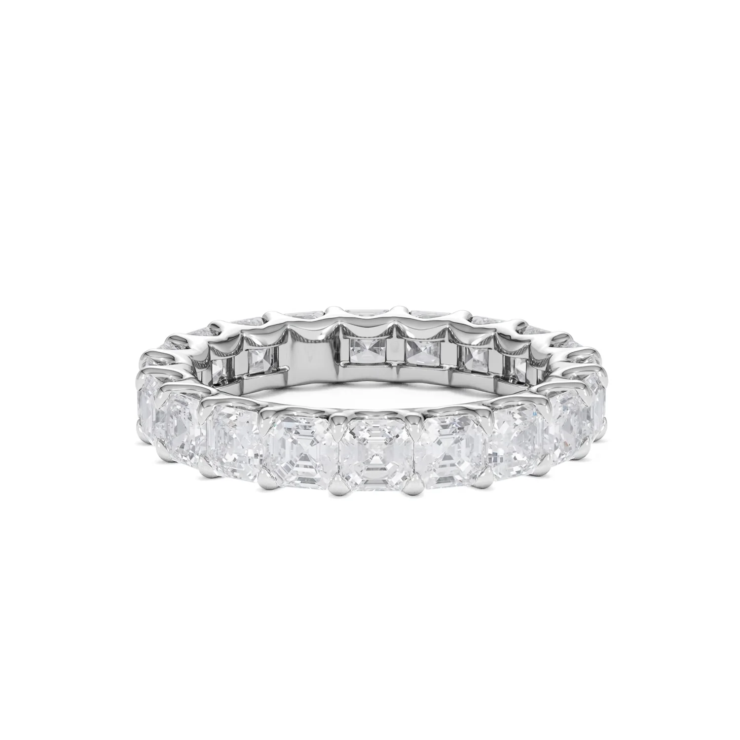 Elisa Diamond Eternity Ring Asscher Cut 4ct VVs Platinum Size J-N - Image 52