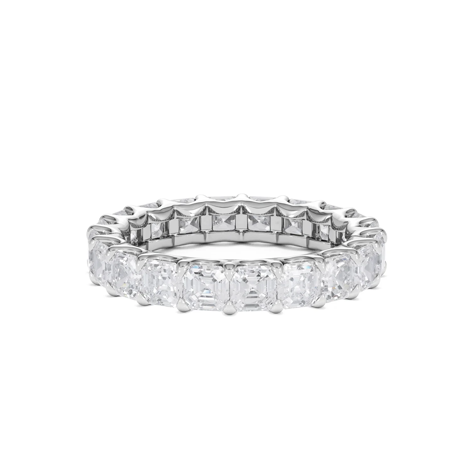 Elisa Diamond Eternity Ring Asscher Cut 4ct VVs Platinum Size J-N - Image 81