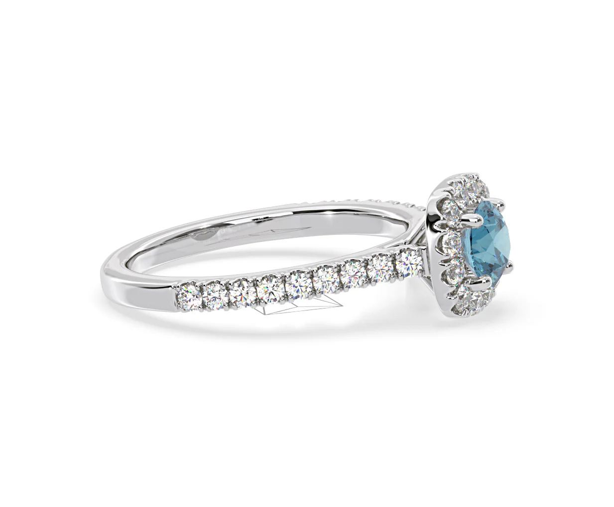 Elizabeth Blue Lab Diamond 1.00ct Halo Ring in 18K White Gold - Elara Collection - Image 72