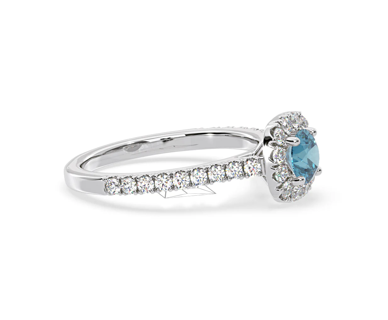 Elizabeth Blue Lab Diamond 1.00ct Halo Ring in 18K White Gold - Elara Collection - Image 73