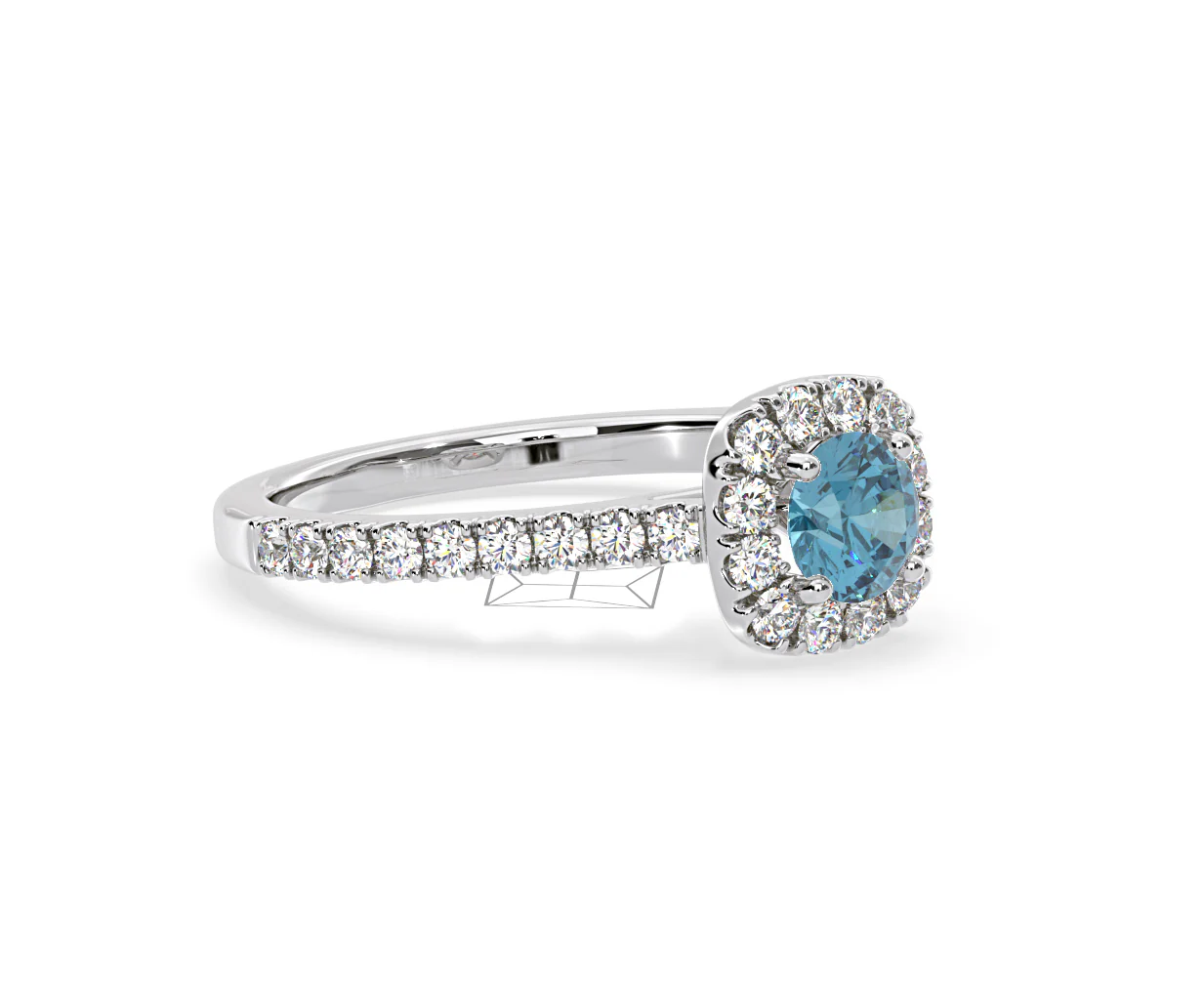 Elizabeth Blue Lab Diamond 1.00ct Halo Ring in 18K White Gold - Elara Collection - Image 78