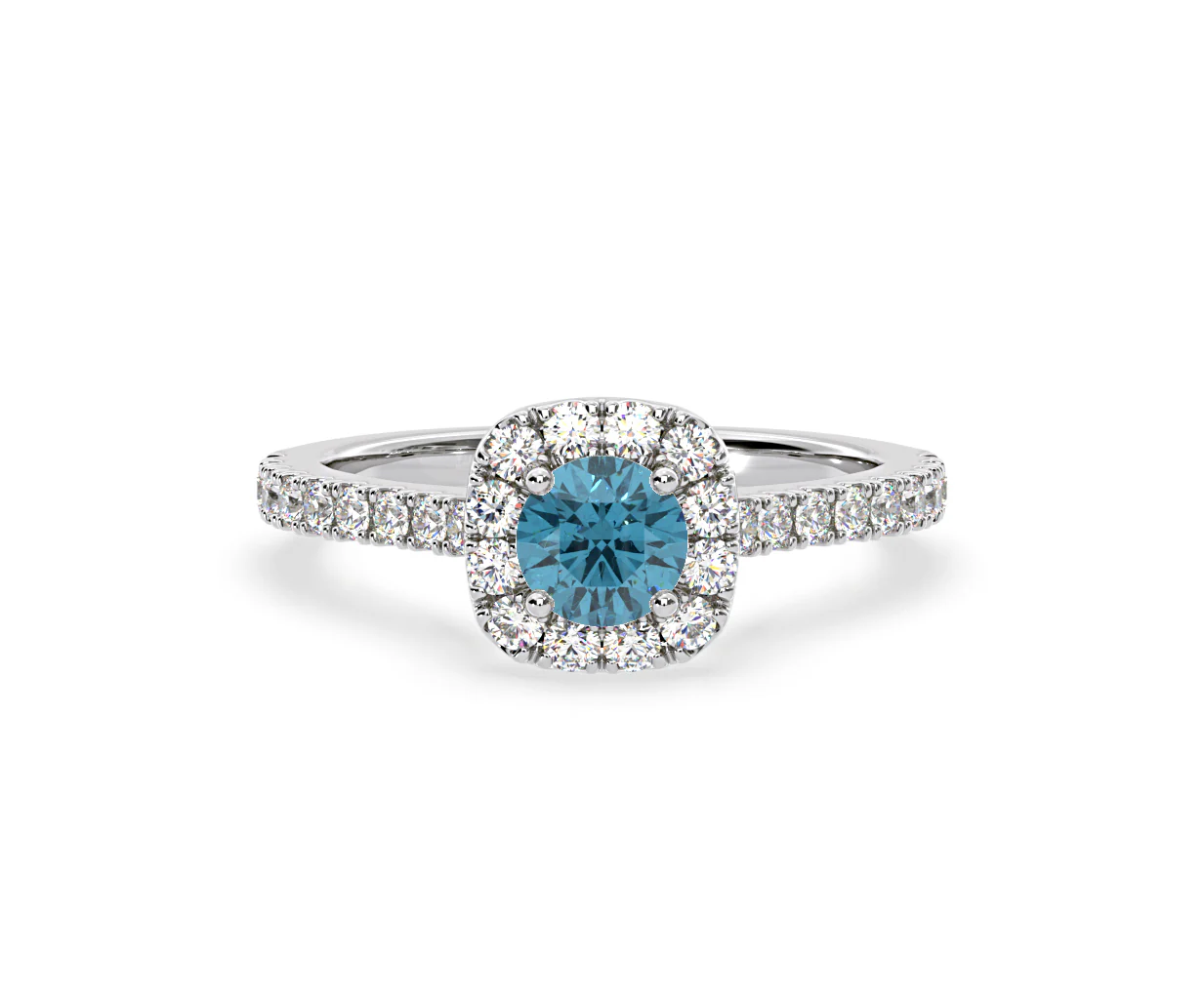 Elizabeth Blue Lab Diamond 1.00ct Halo Ring in 18K White Gold - Elara Collection - Image 8