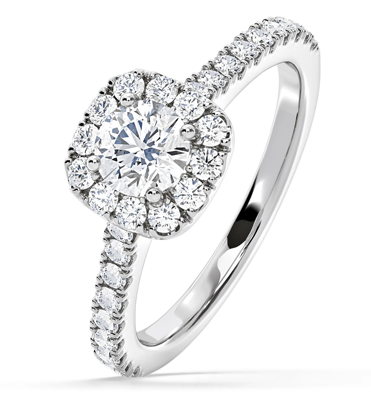 Elizabeth Diamond Halo Engagement Ring 18K White Gold 1.00ct G/VS2