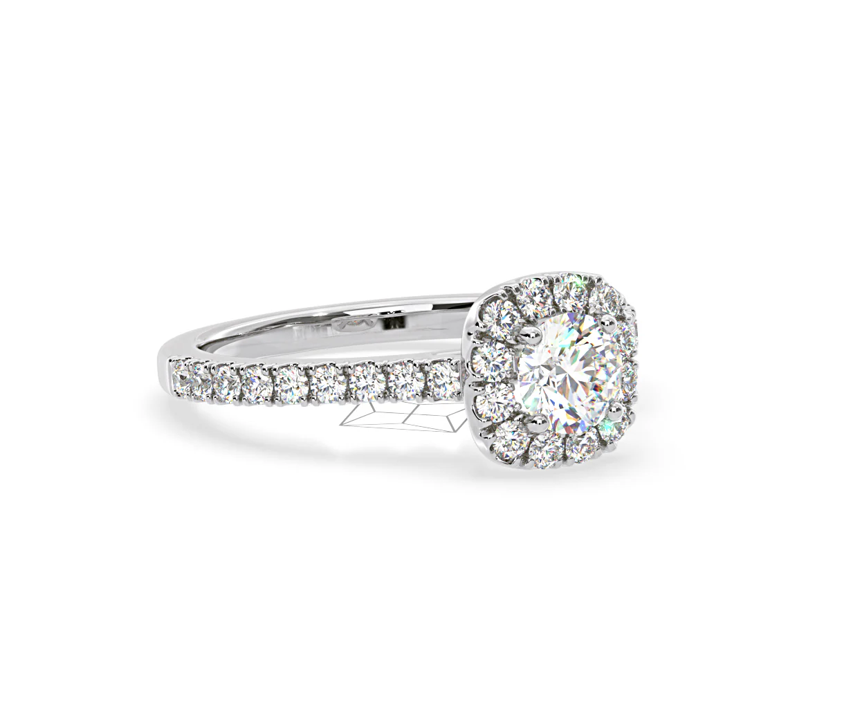 Elizabeth Diamond Halo Engagement Ring in Platinum 1.00ct G/SI1 - Image 80