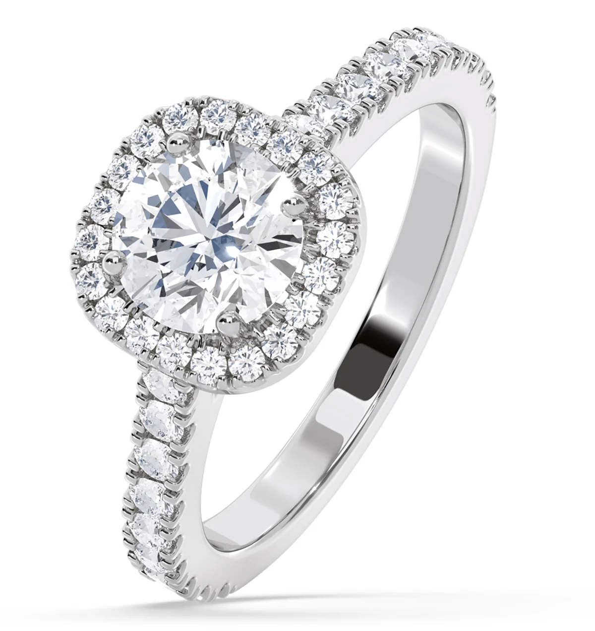 Elizabeth GIA Diamond Halo Engagement Ring in Platinum 1.50ct G/SI1
