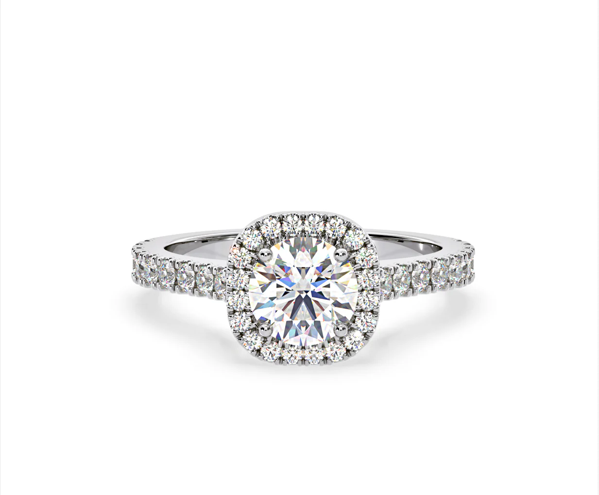 Elizabeth Lab Diamond Halo Engagement Ring 18K White Gold 2.00ct F/VS1 - Image 7