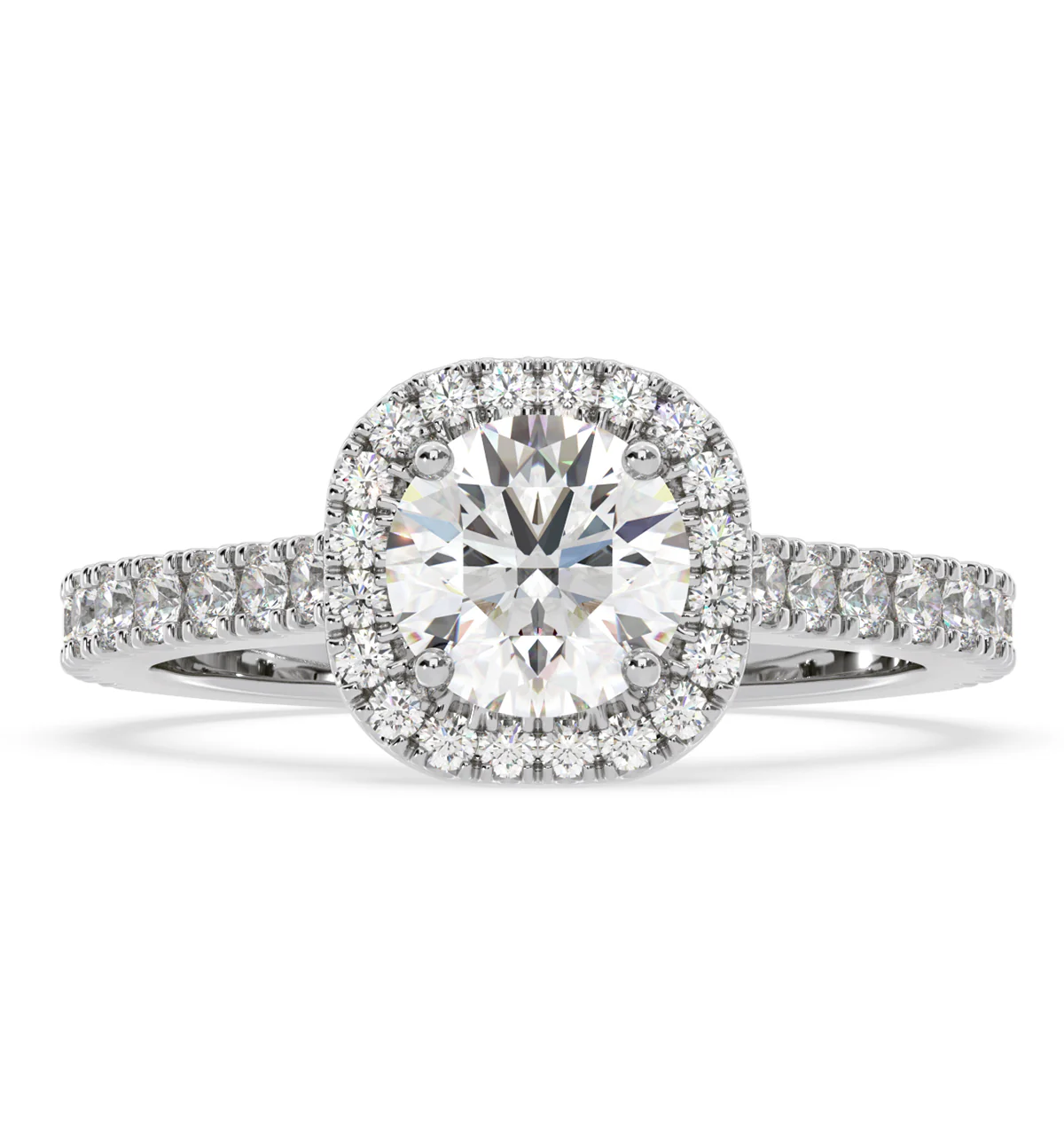 Elizabeth Lab Diamond Halo Engagement Ring 18K White Gold 2.50ct F/VS1 - Image 3