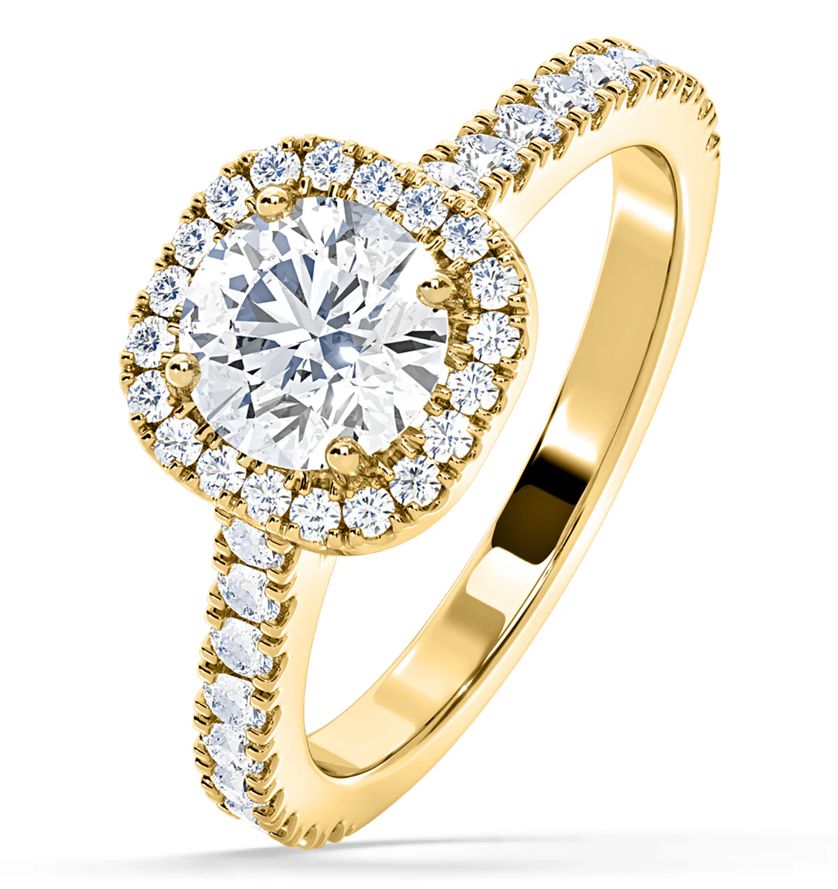 Elizabeth Lab Diamond Halo Engagement Ring in 18K Gold 2.00ct F/VS1
