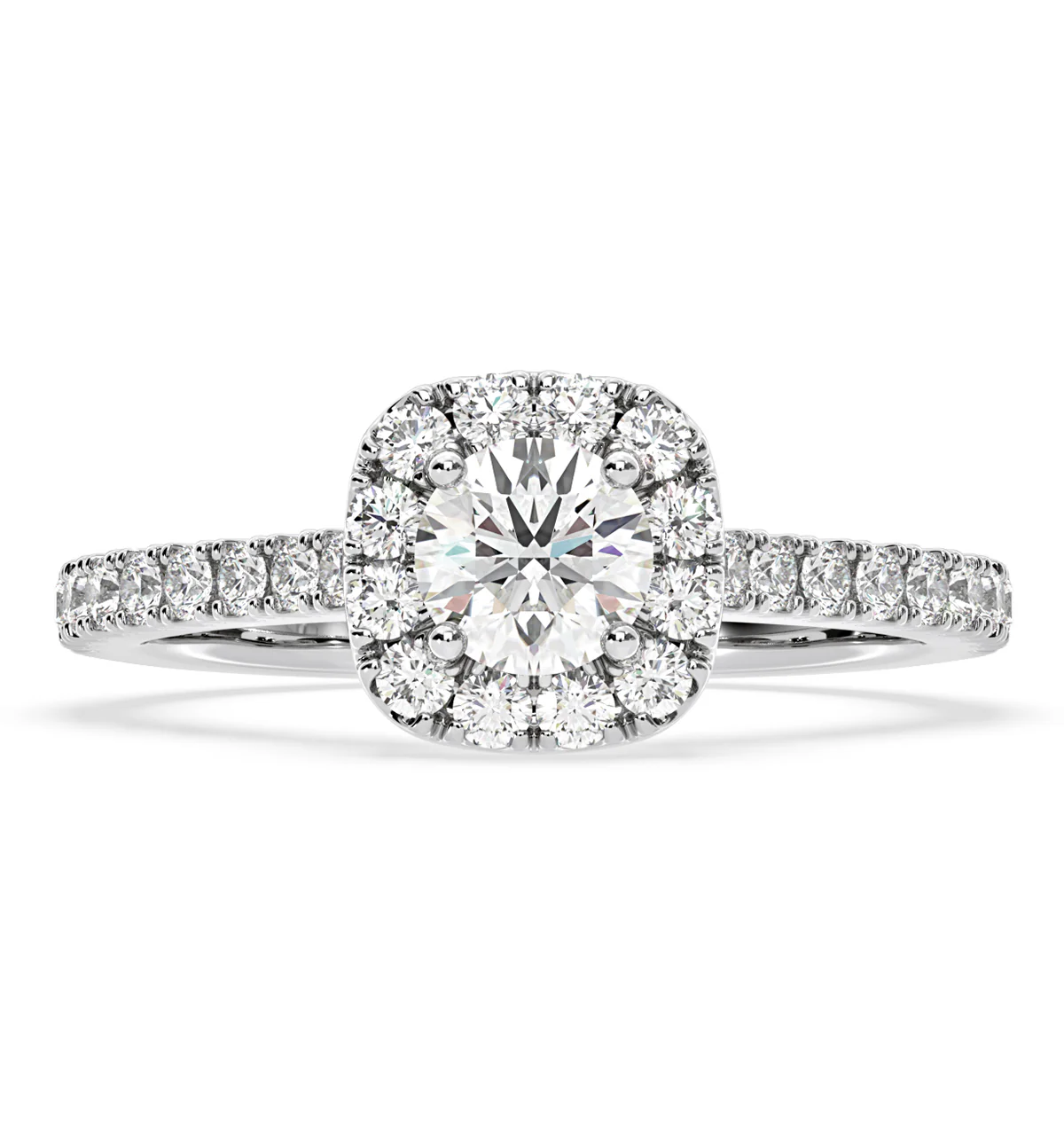 Elizabeth Lab Diamond Halo Engagement Ring in Platinum 1.00ct F/VS1 - Image 3