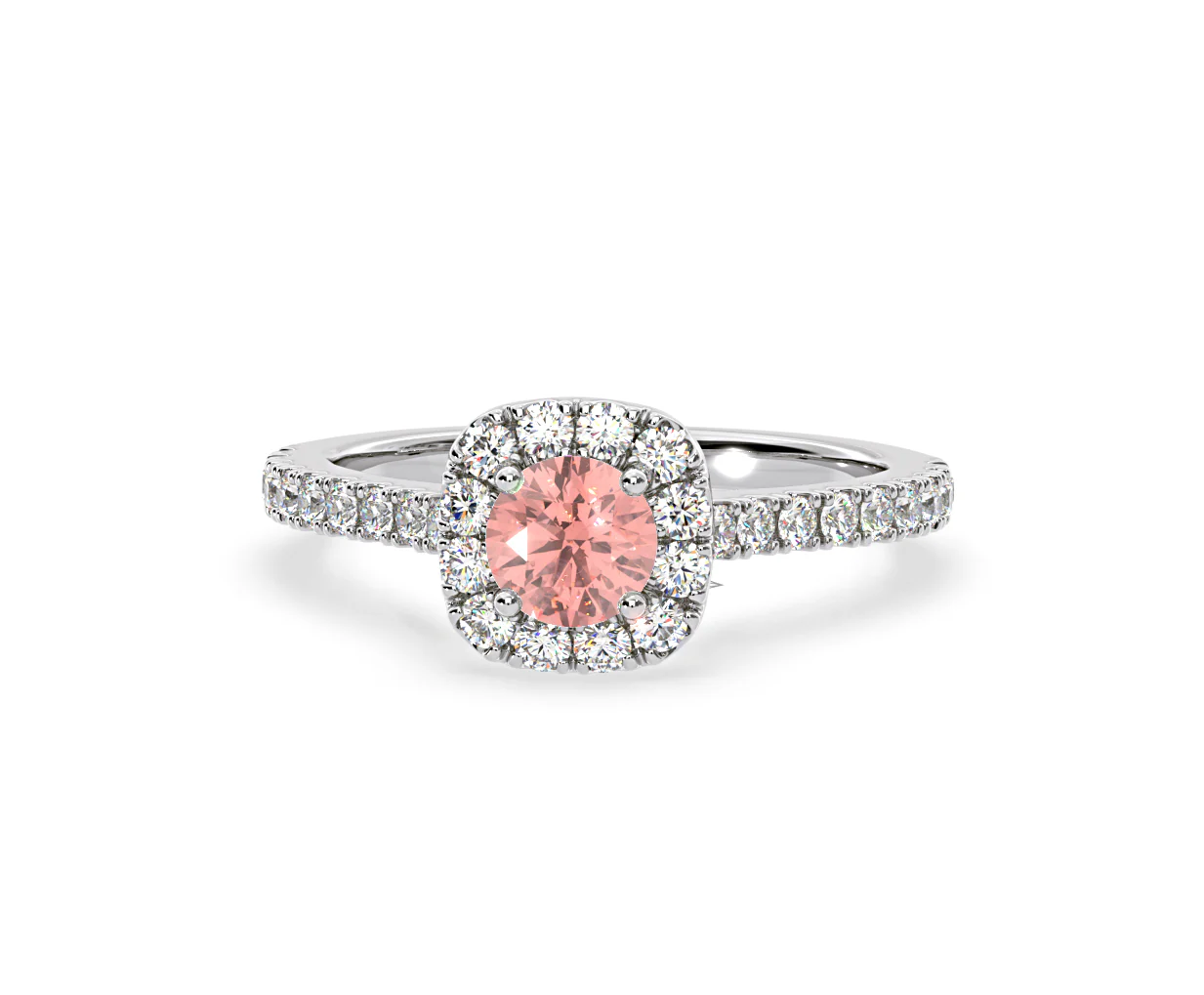 Elizabeth Pink Lab Diamond 1.00ct Halo Ring in 18K White Gold - Elara Collection - Image 10