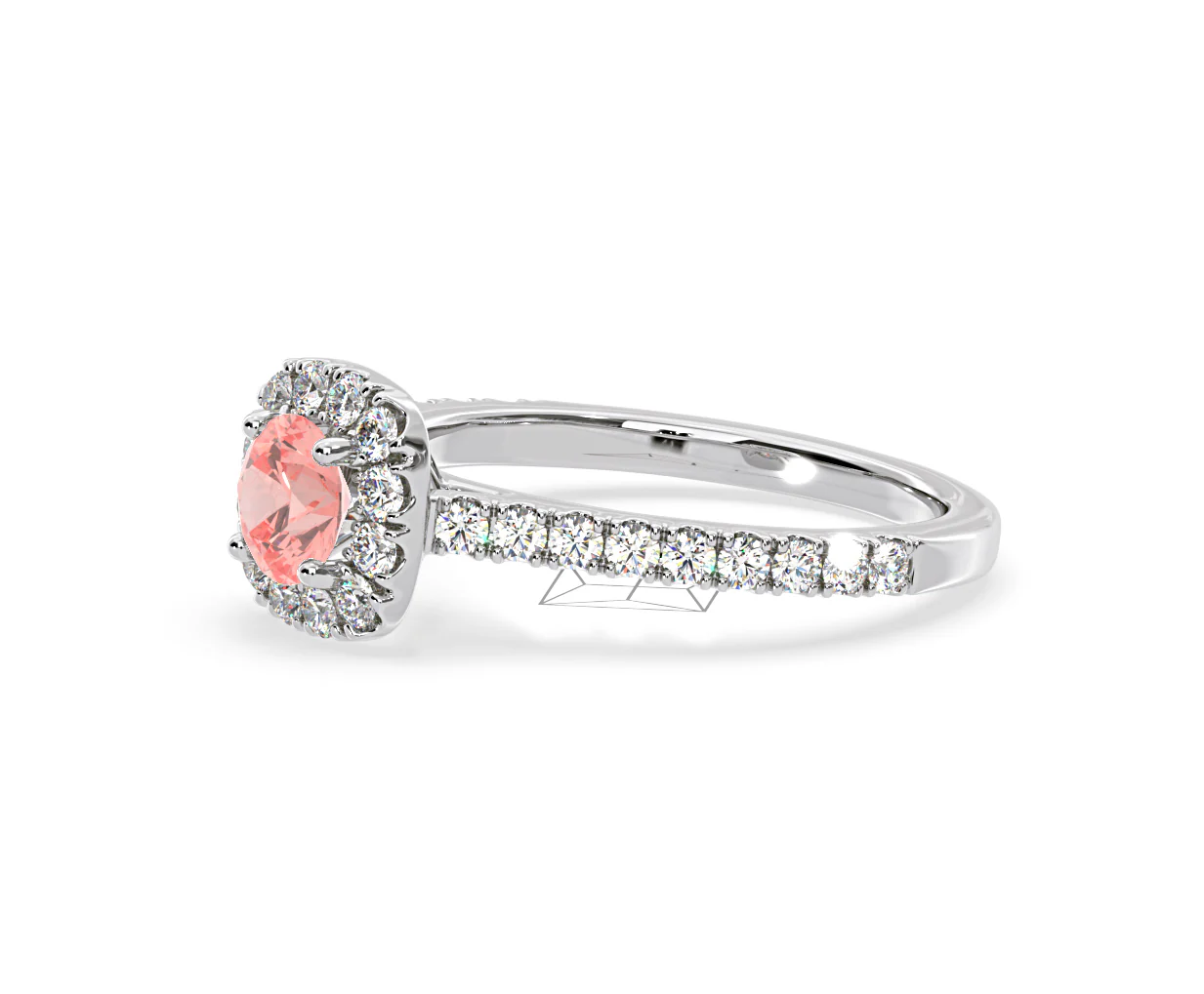 Elizabeth Pink Lab Diamond 1.00ct Halo Ring in 18K White Gold - Elara Collection - Image 21