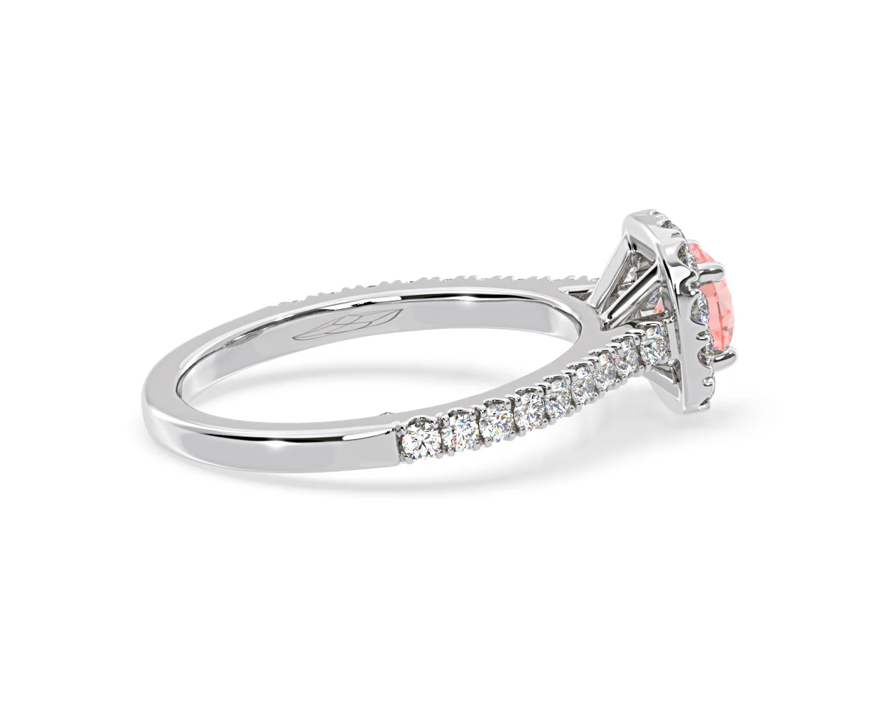 Elizabeth Pink Lab Diamond 1.00ct Halo Ring in 18K White Gold - Elara Collection - Image 65
