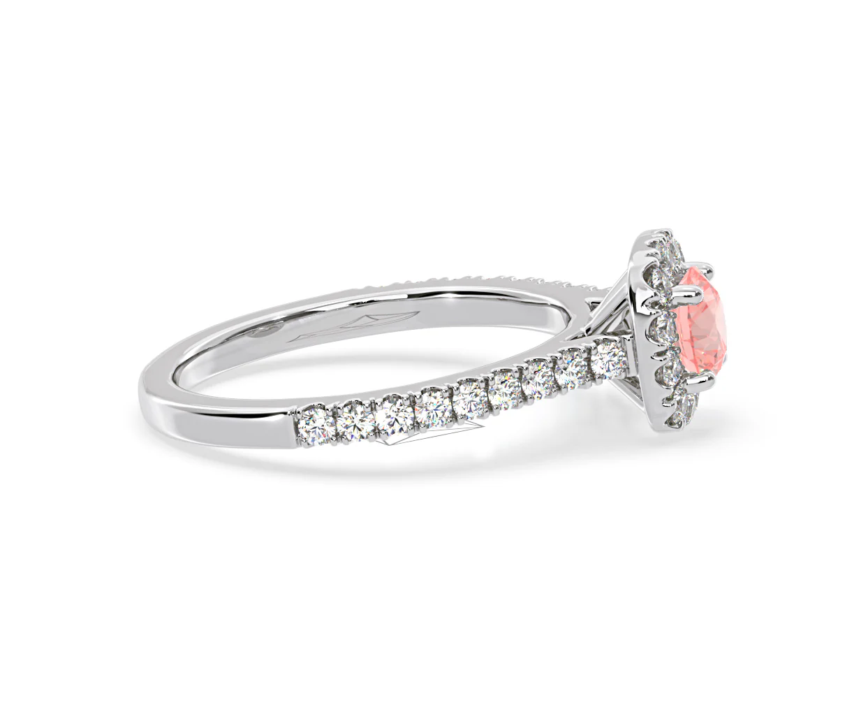 Elizabeth Pink Lab Diamond 1.00ct Halo Ring in 18K White Gold - Elara Collection - Image 70