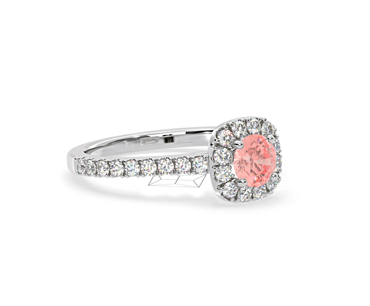 Elizabeth Pink Lab Diamond 1.00ct Halo Ring in 18K White Gold - Elara Collection - Image 80