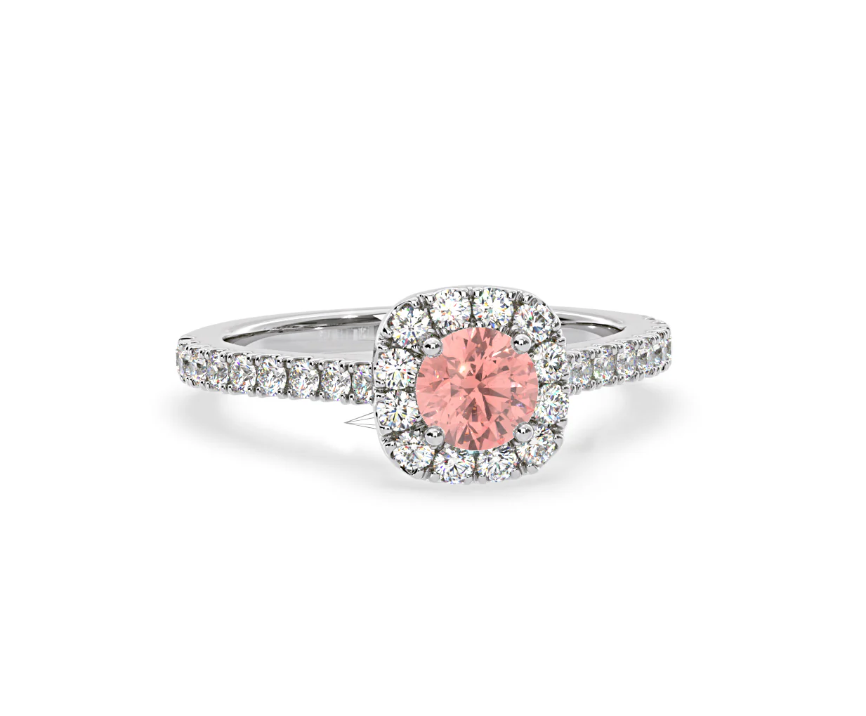 Elizabeth Pink Lab Diamond 1.00ct Halo Ring in 18K White Gold - Elara Collection - Image 86