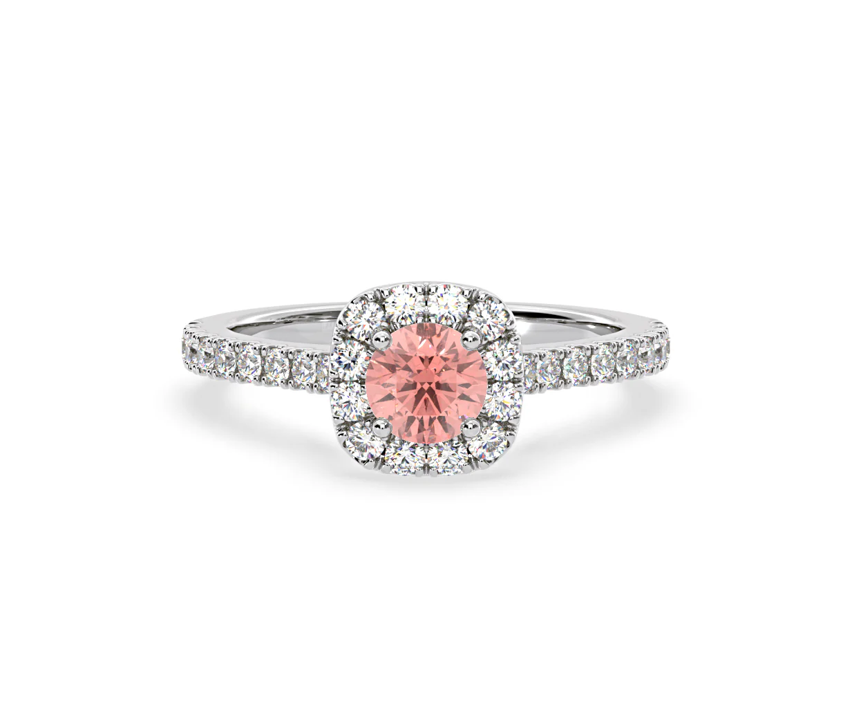 Elizabeth Pink Lab Diamond 1.00ct Halo Ring in 18K White Gold - Elara Collection - Image 88
