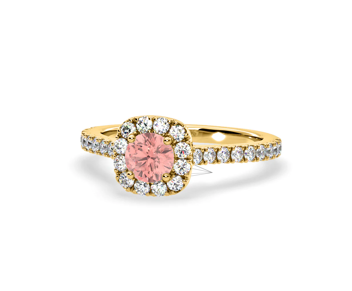 Elizabeth Pink Lab Diamond 1.00ct Halo Ring in 18K Yellow Gold - Elara Collection - Image 11