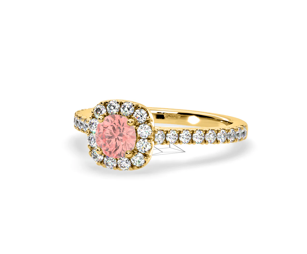 Elizabeth Pink Lab Diamond 1.00ct Halo Ring in 18K Yellow Gold - Elara Collection - Image 13