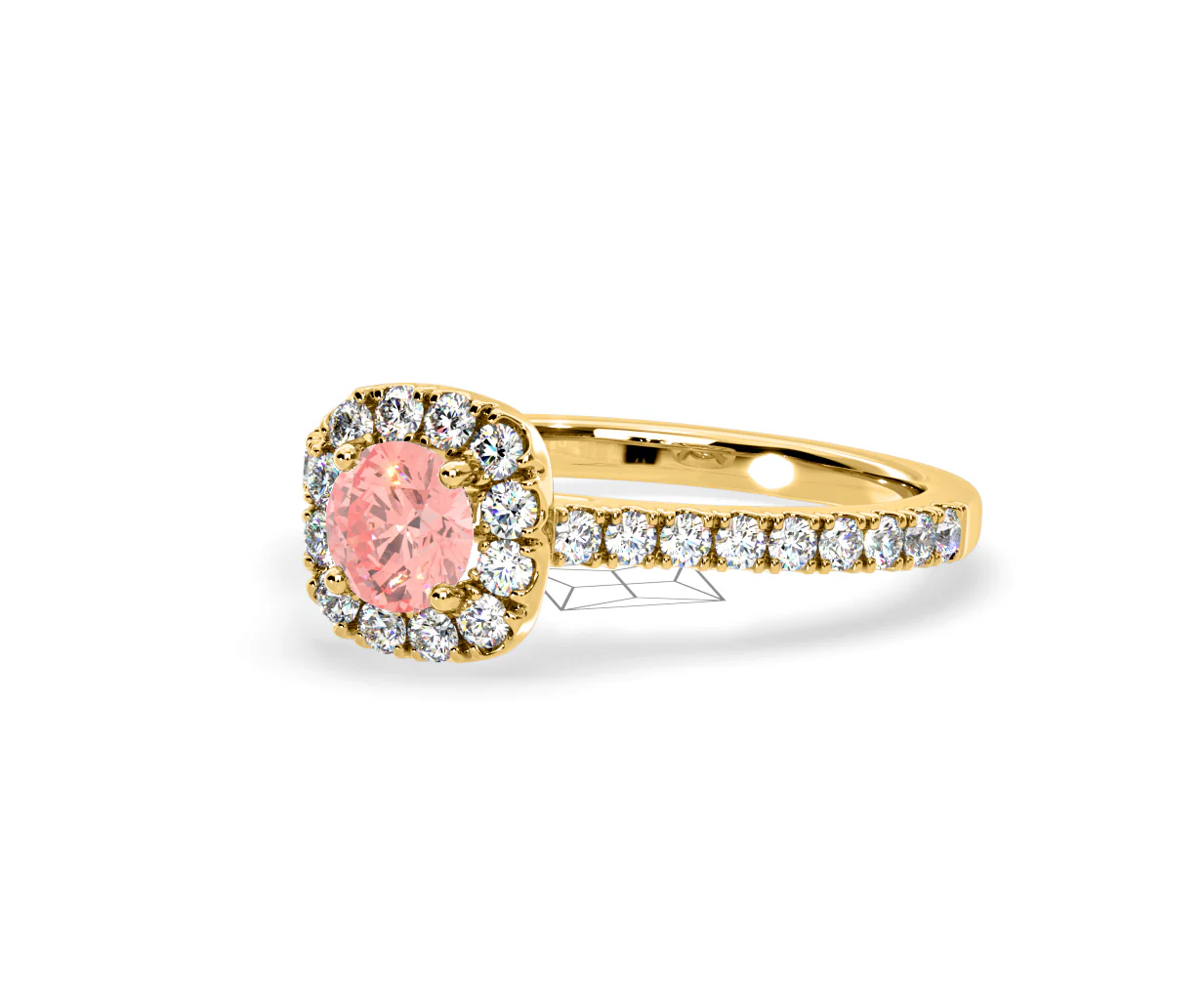 Elizabeth Pink Lab Diamond 1.00ct Halo Ring in 18K Yellow Gold - Elara Collection - Image 15