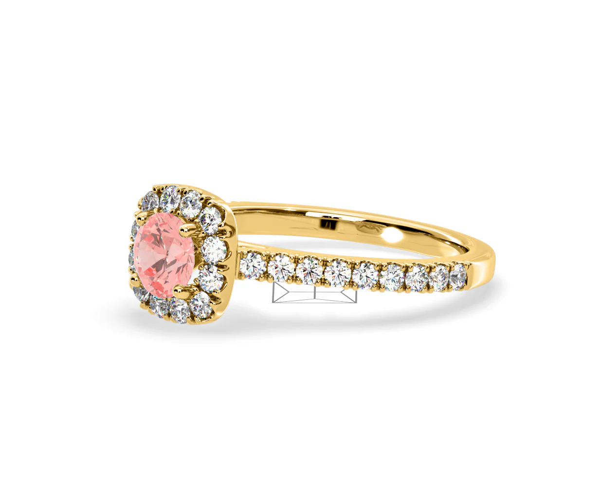 Elizabeth Pink Lab Diamond 1.00ct Halo Ring in 18K Yellow Gold - Elara Collection - Image 18