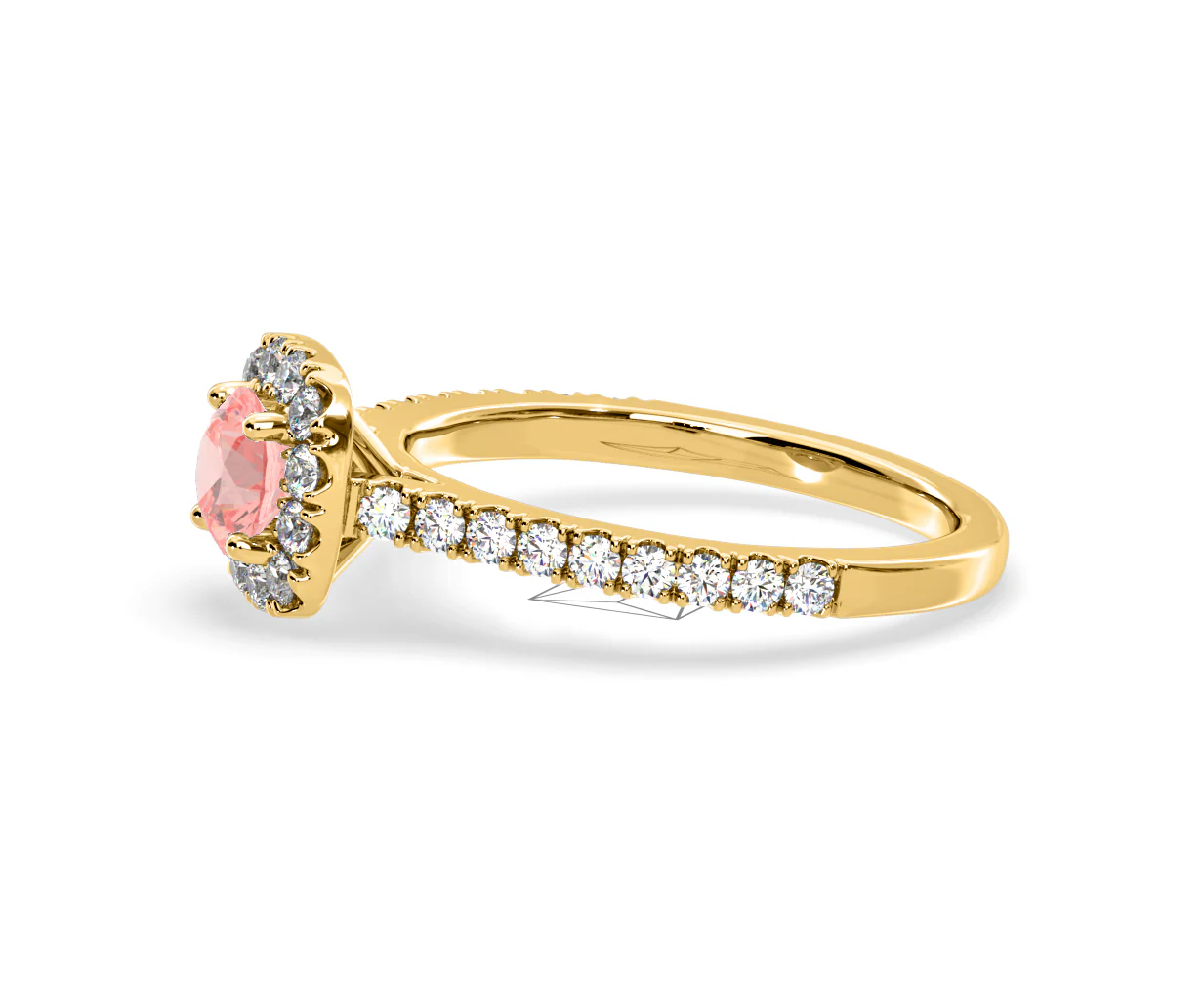 Elizabeth Pink Lab Diamond 1.00ct Halo Ring in 18K Yellow Gold - Elara Collection - Image 24