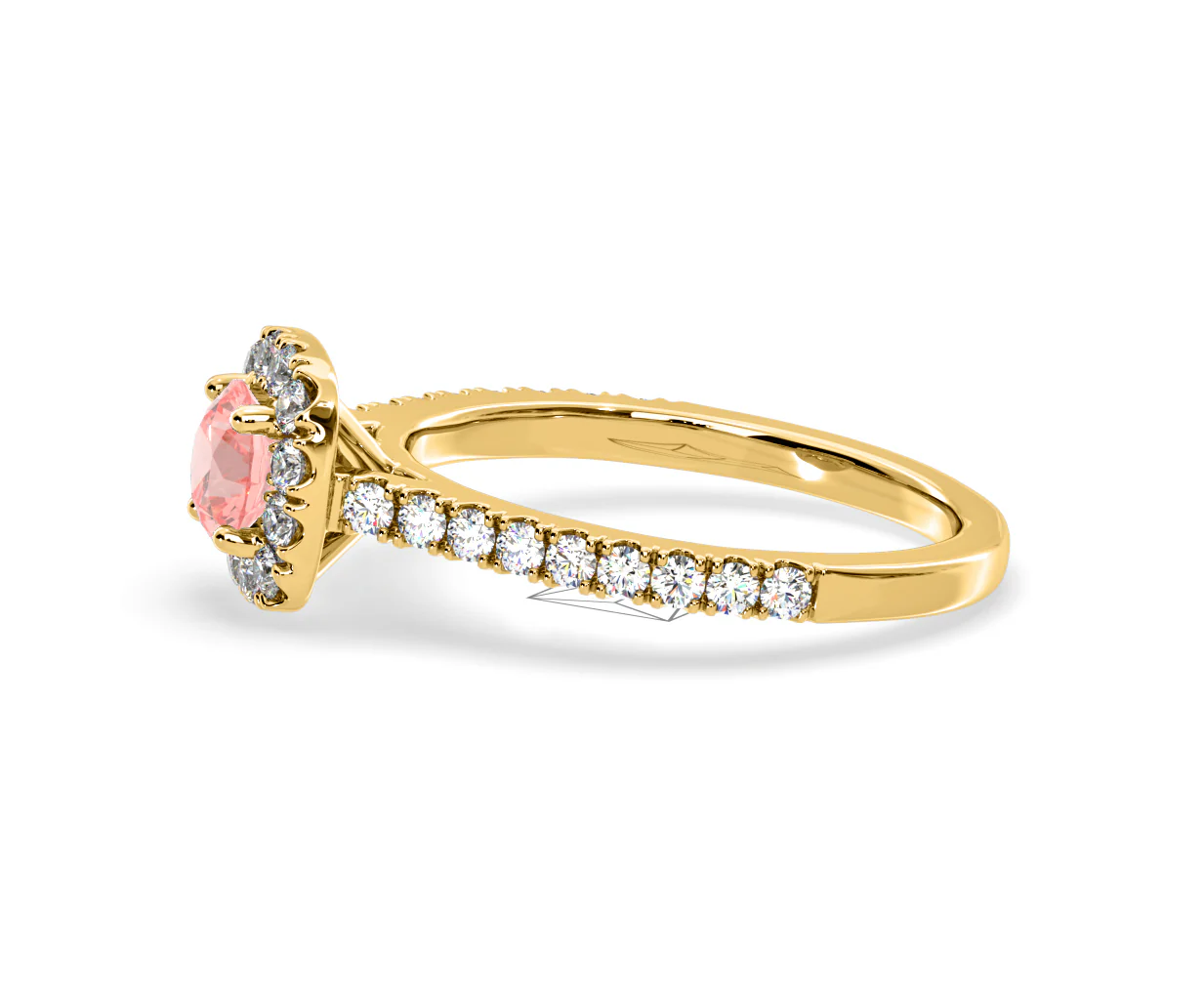 Elizabeth Pink Lab Diamond 1.00ct Halo Ring in 18K Yellow Gold - Elara Collection - Image 25
