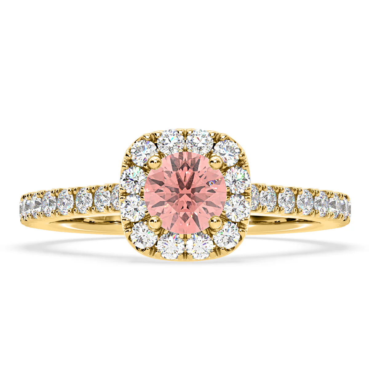 Elizabeth Pink Lab Diamond 1.00ct Halo Ring in 18K Yellow Gold - Elara Collection - Image 3