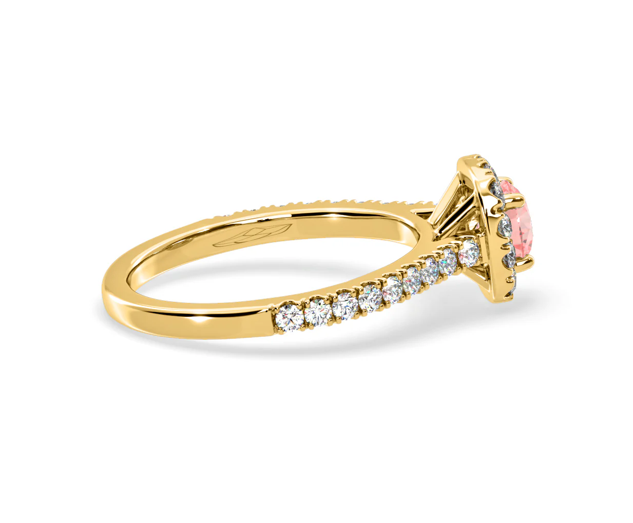 Elizabeth Pink Lab Diamond 1.00ct Halo Ring in 18K Yellow Gold - Elara Collection - Image 65