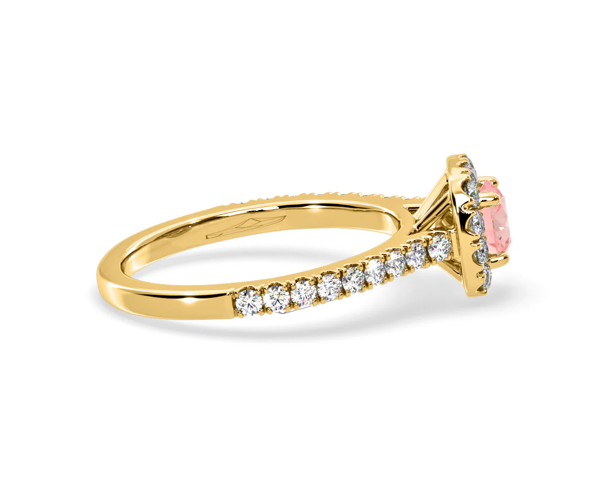 Elizabeth Pink Lab Diamond 1.00ct Halo Ring in 18K Yellow Gold - Elara Collection - Image 67
