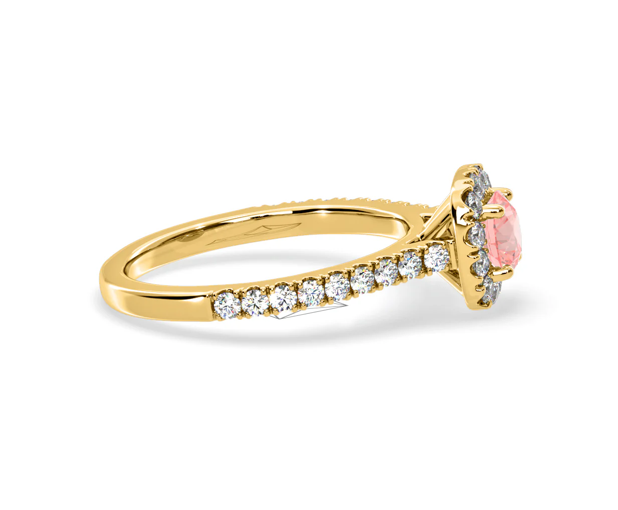 Elizabeth Pink Lab Diamond 1.00ct Halo Ring in 18K Yellow Gold - Elara Collection - Image 69