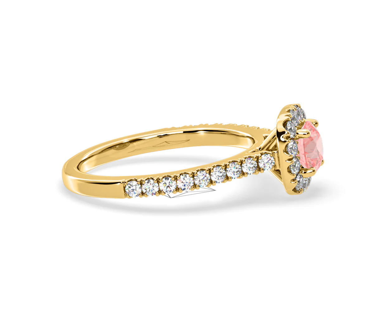 Elizabeth Pink Lab Diamond 1.00ct Halo Ring in 18K Yellow Gold - Elara Collection - Image 70