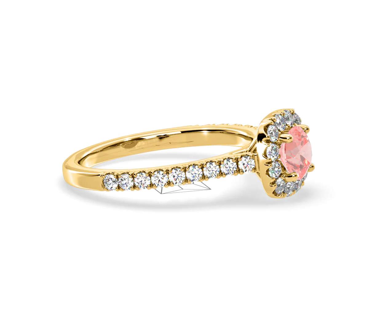 Elizabeth Pink Lab Diamond 1.00ct Halo Ring in 18K Yellow Gold - Elara Collection - Image 73