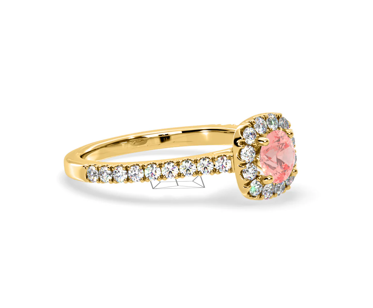 Elizabeth Pink Lab Diamond 1.00ct Halo Ring in 18K Yellow Gold - Elara Collection - Image 76